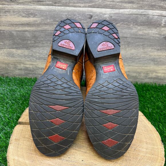 Goyazes Men - Size 9 - Olive Green/Tan Ostrich Cowboy Boots Style 359340 - Picture 8 of 11